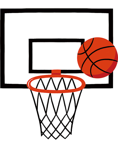 バスケットボールとゴールのイラスト