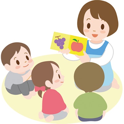 子どもに絵本を読み聞かせしているイラスト