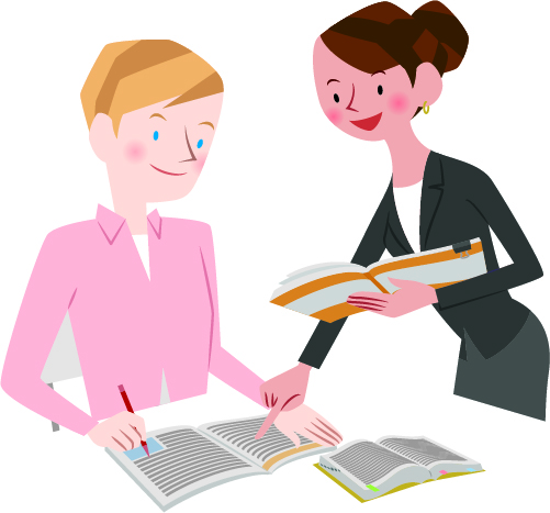 日本語を学ぶ外国人のイメージイラスト