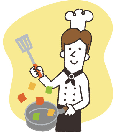 男性が料理しているイラスト