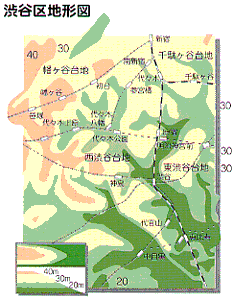 渋谷区の地形図