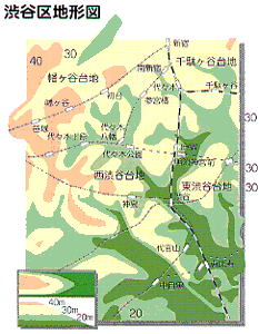 渋谷区の地形図