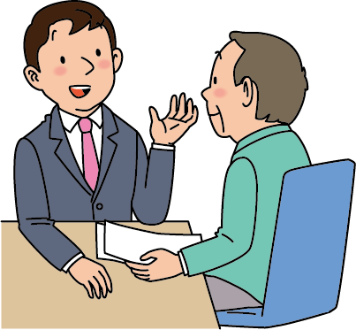 相談者が相談員の説明を聞いているイメージイラスト