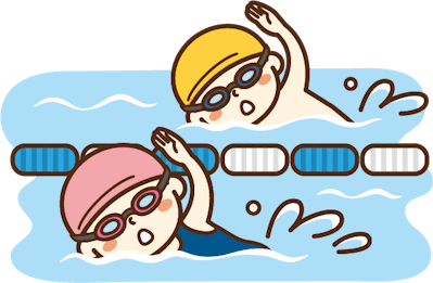 クロールで泳いでいる子どものイラスト