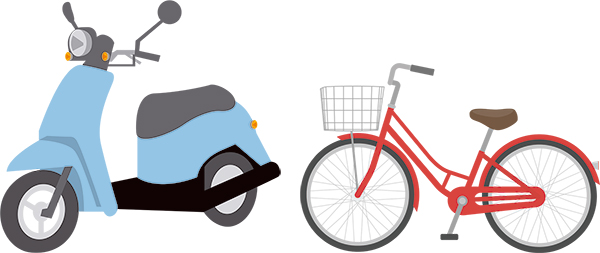 スクーターと自転車のイラスト