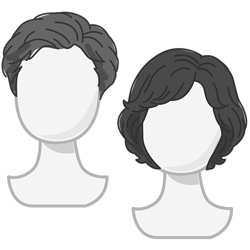 男性用、女性用ウィッグイラスト