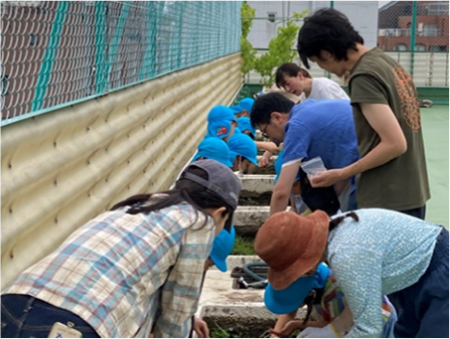 元代々木保育園屋上交流の様子
