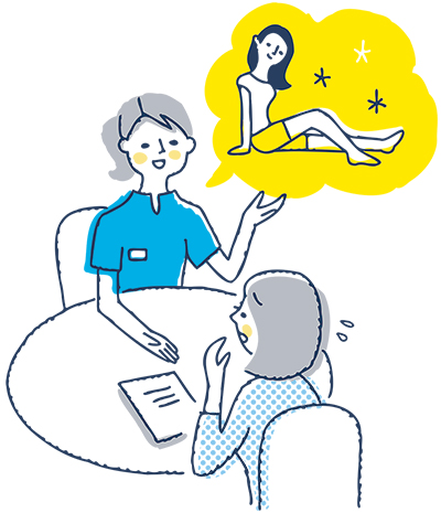 店舗で勧誘され困っている人イメージイラスト