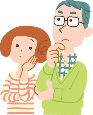 困ったり考え込んだりしている人のイメージイラスト