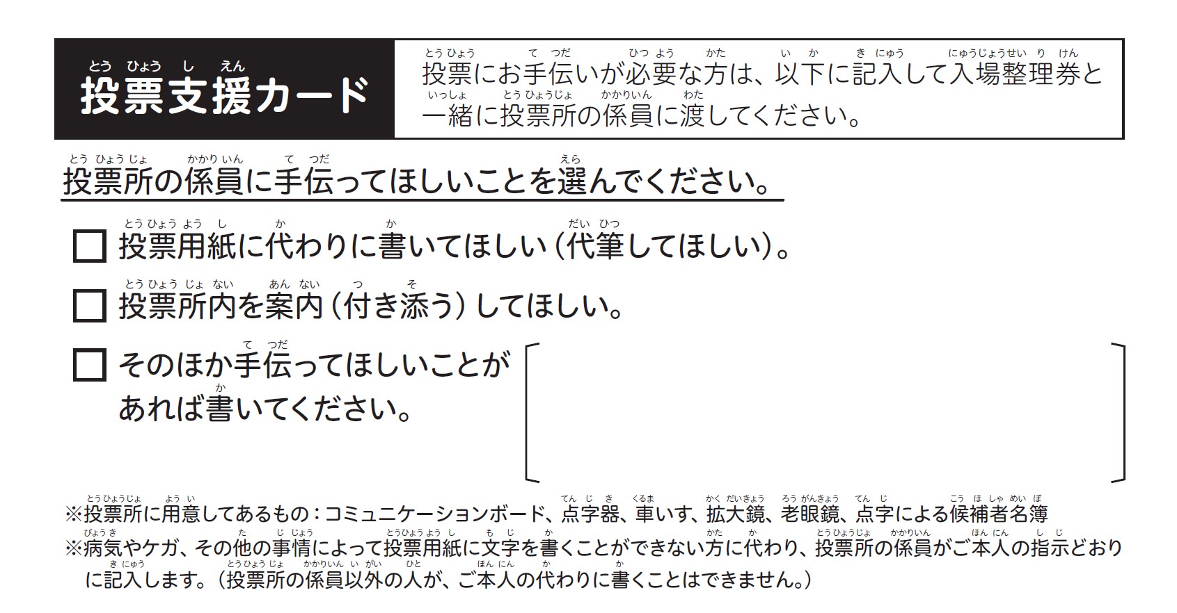 画像：投票支援カード