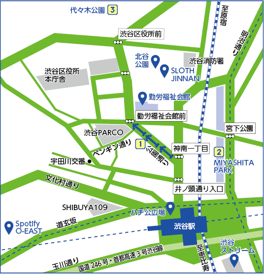 ディグシブヤのイベントが開催される会場を示したマップ