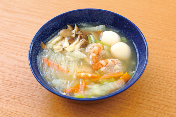 最優秀賞作品のエビ肉団子と春雨の中華スープ