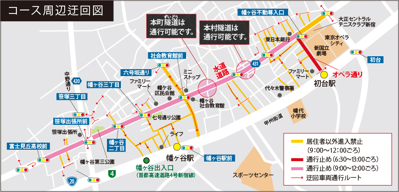 コース周辺の迂回図