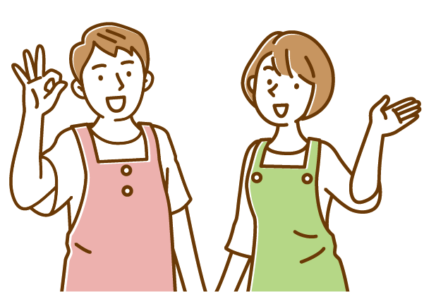 介護者2人が交流をしているイラスト