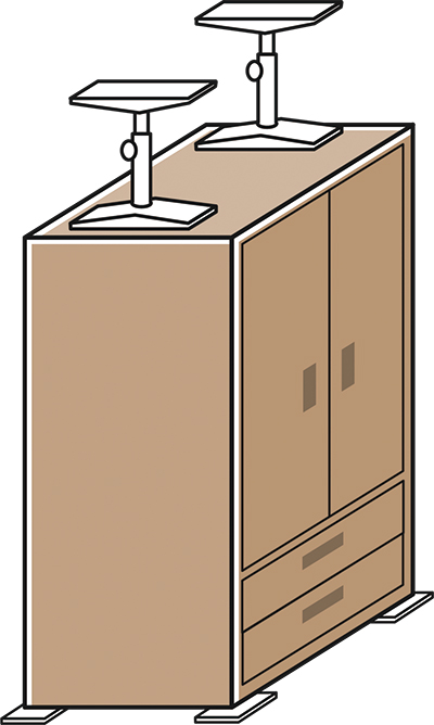 突っ張り棒をつけた家具のイラスト