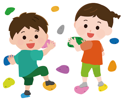 ボルダリングをする人たちのイラスト