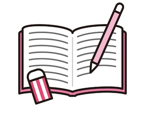 本と筆記用具イラスト