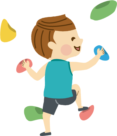 ボルダリングを楽しむ子どものイメージイラスト