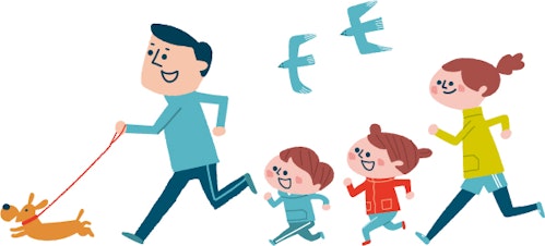 家族でランニングをするイメージイラスト