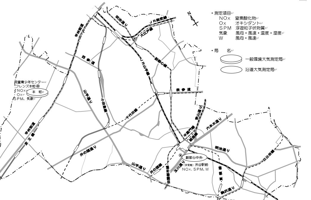 大気測定局を設置している地図