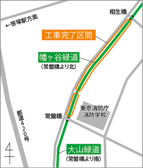 玉川上水旧水路緑道再整備 工事完了区画イラスト
