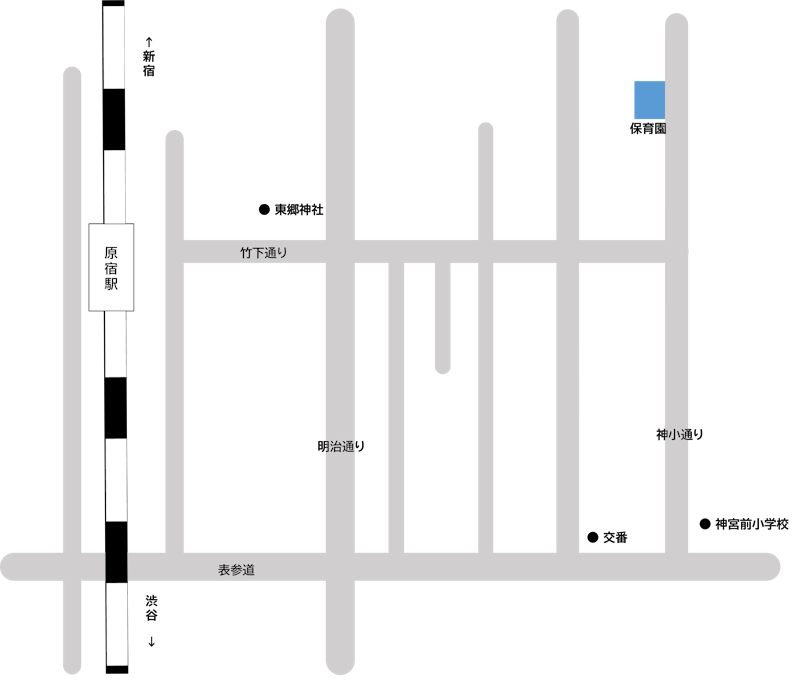 渋谷保育園周辺の地図の画像。