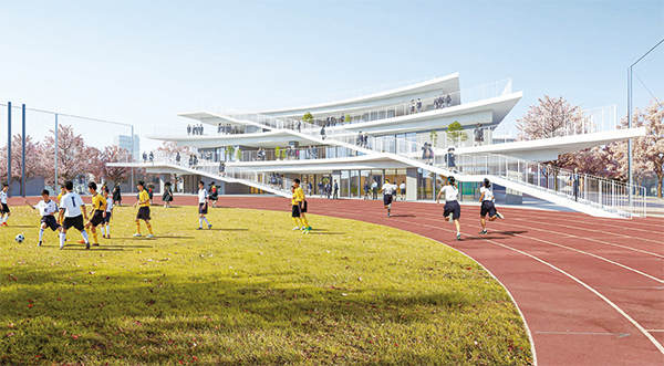 松濤中学校新校舎の外観イメージ図
