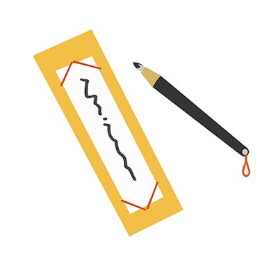 俳句の短冊と筆のイラスト