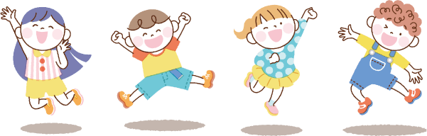 元気にジャンプする子どもたちのイラスト