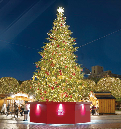 時計広場に設置される全長約10mのクリスマスツリー