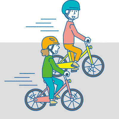 自転車の横並び走行画像