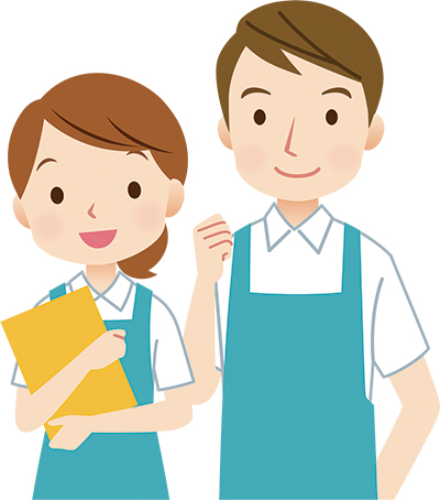 エプロンを着用しているサポーターのイメージイラスト