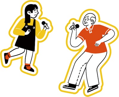 マイクを持って歌う人たちのイメージイラスト