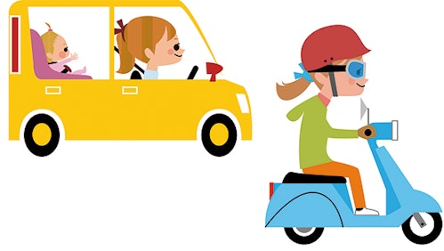 軽自動車とバイクのイラスト