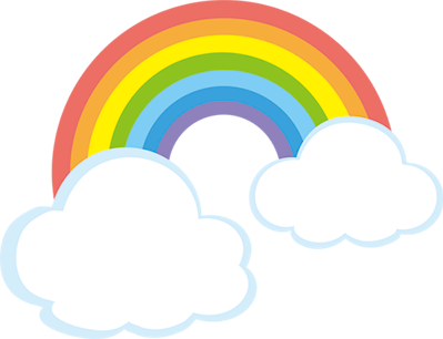 雲と7色の虹のイラスト