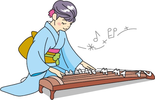 琴を演奏する人のイラスト