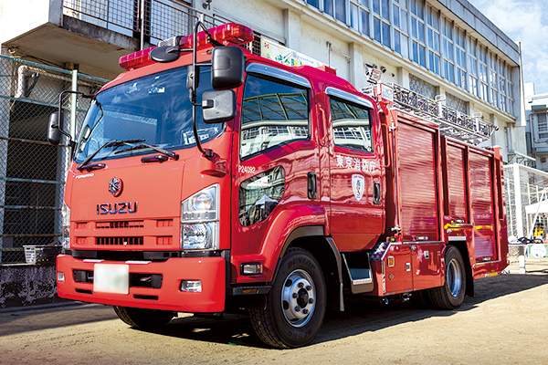 展示されている消防車両の車体