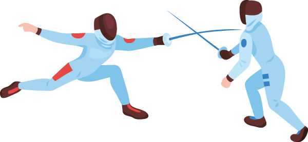 フェンシングの試合のイラスト