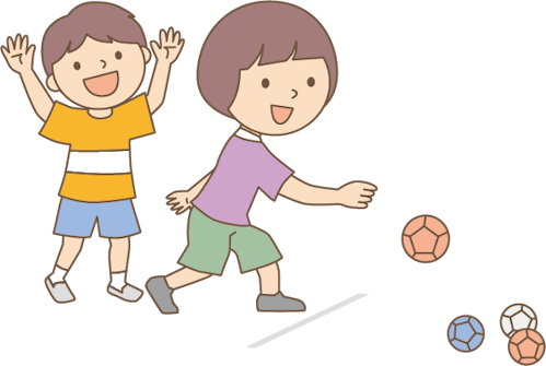 ボッチャをプレイする子どもたちのイラスト