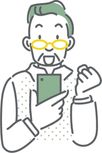 スマートフォンで情報を得る人のイメージイラスト