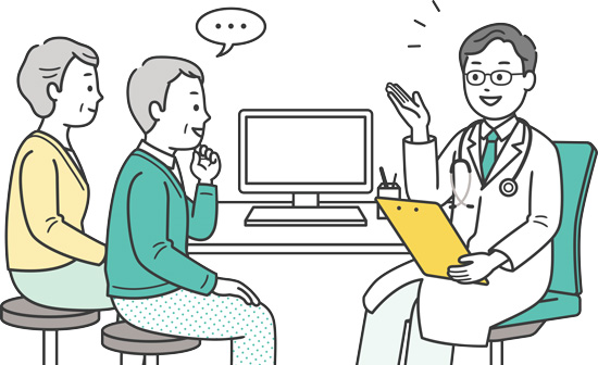 健診を受ける高齢者 イラスト