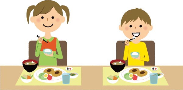 バランスのよい食事をとっている人のイラスト