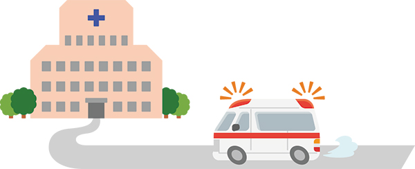 病院へ走る救急車のイラスト